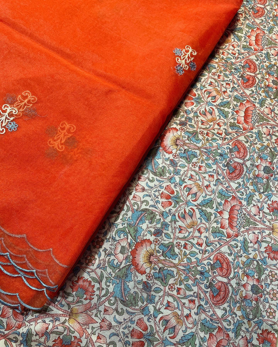 Unstitched Tussar Silk 3 Pc Multicolor Suit Fabric