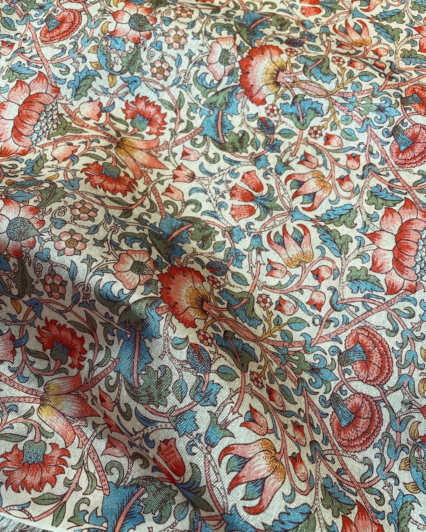 Unstitched Tussar Silk 3 Pc Multicolor Suit Fabric