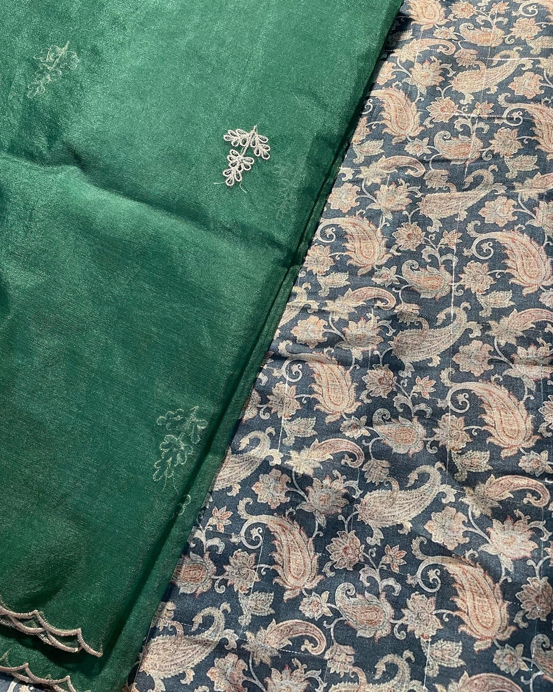 Unstitched Tussar Silk 3 Pc Digital Print Suit Fabric