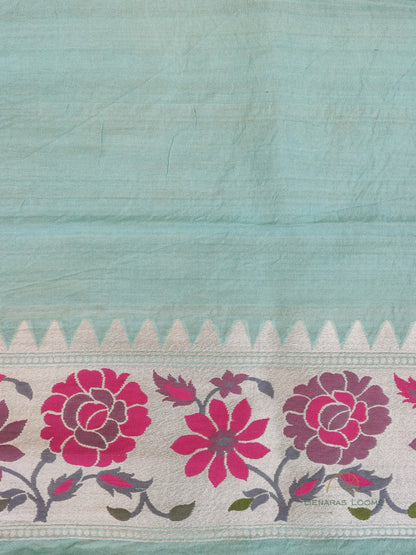 Sky Handloom Tussar Georgette Butidar Banarasi Saree