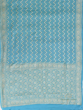 Load image into Gallery viewer, Blue Handloom Georgette Striped Banarasi  Saree
