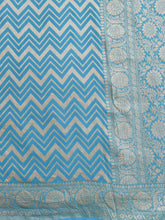 Load image into Gallery viewer, Blue Handloom Georgette Striped Banarasi  Saree
