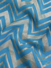 Load image into Gallery viewer, Blue Handloom Georgette Striped Banarasi  Saree

