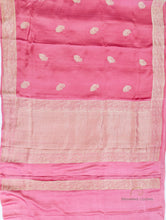 Load image into Gallery viewer, Pink Handloom Mashru Silk Kadhua Butidar Banarasi Saree
