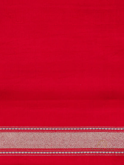 Red Handloom Satin Silk Kadhua Butidar Banarasi Saree