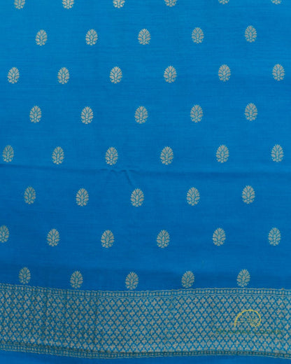 Blue Pure Munga Unstitched Banarasi Suit Set