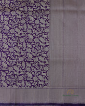 Load image into Gallery viewer, PRE-ORDER:Handwoven Aubergine Pure Silk Banarasi Shikargah Saree
