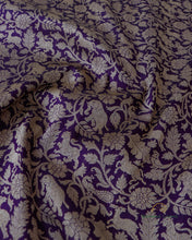 Load image into Gallery viewer, PRE-ORDER:Handwoven Aubergine Pure Silk Banarasi Shikargah Saree
