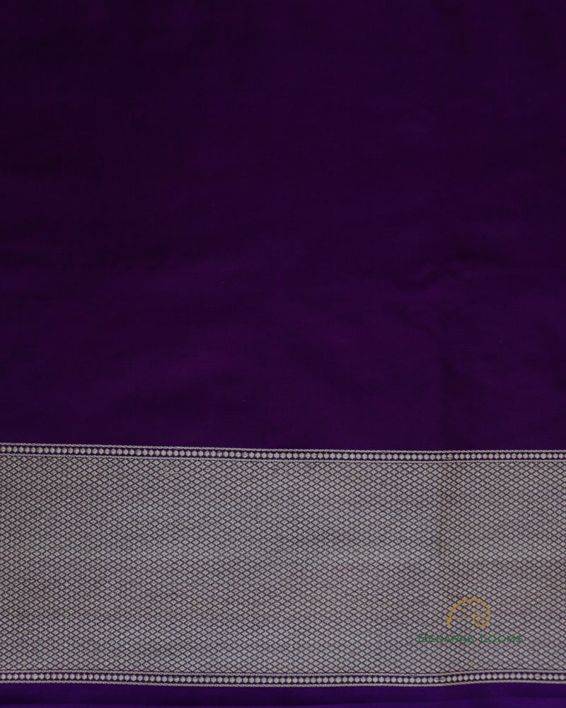 Handwoven Aubergine Pure Silk Banarasi Shikargah Saree