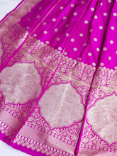 Load image into Gallery viewer, Purple Handwoven Pure Silk Mehrab Banarasi Lehenga
