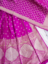 Load image into Gallery viewer, Purple Handwoven Pure Silk Mehrab Banarasi Lehenga
