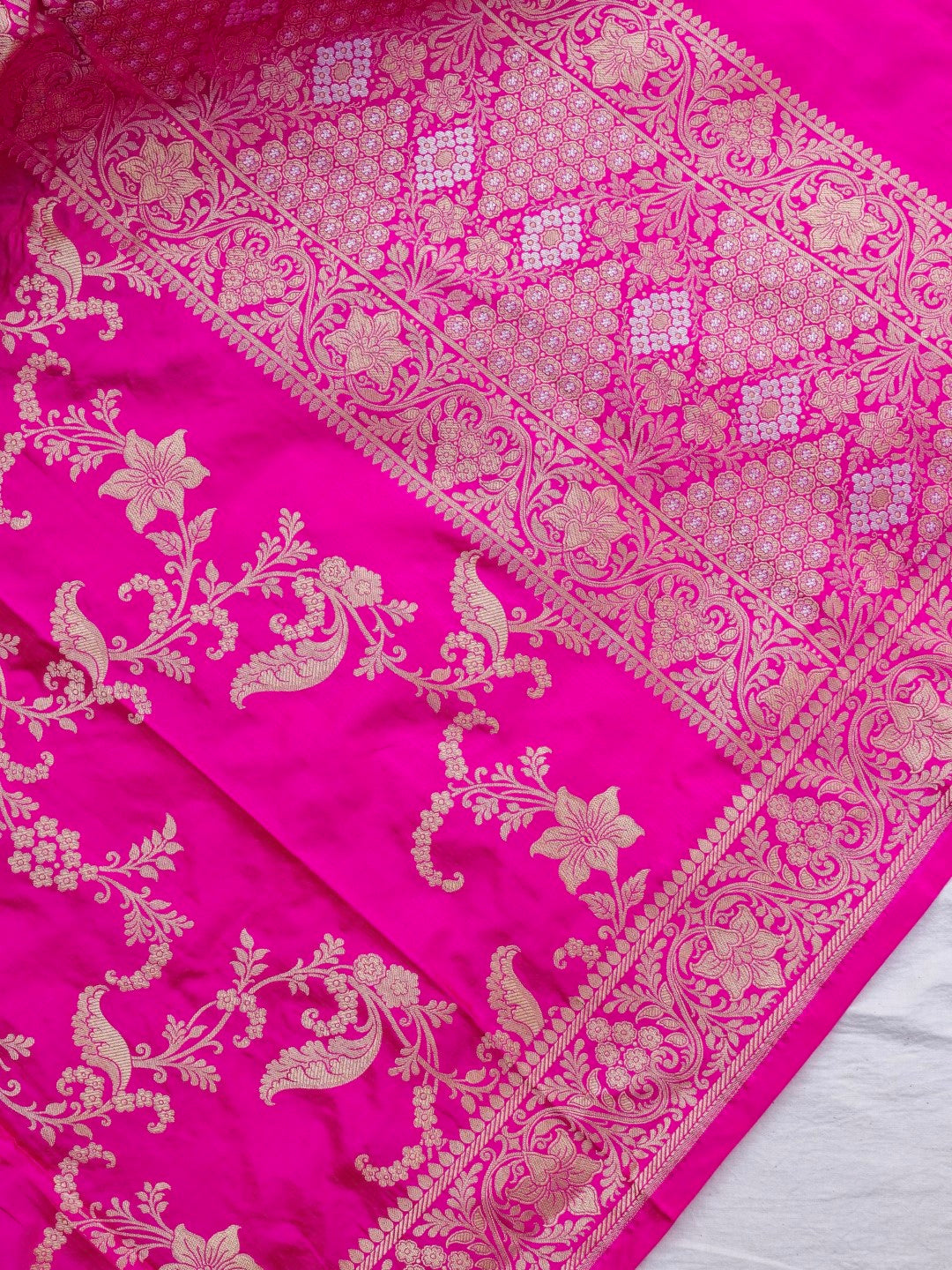 Pink Handwoven Banarasi Pure Silk Dupatta