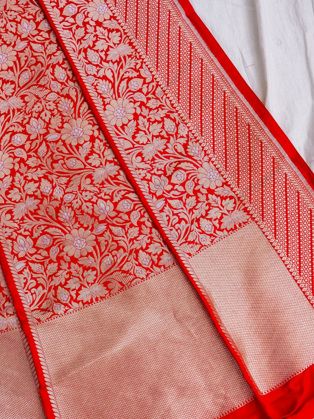 Mahi Red Handwoven Pure Silk Banarasi Lehenga