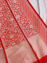 Load image into Gallery viewer, Red Handwoven Pure Silk Banarasi Lehenga
