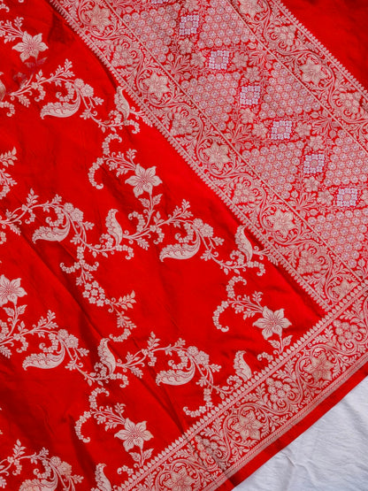 Red Handwoven Banarasi Pure Silk Dupatta