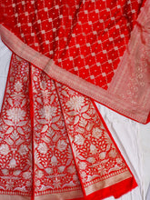 Load image into Gallery viewer, Red Handwoven Pure Silk Banarasi Lehenga
