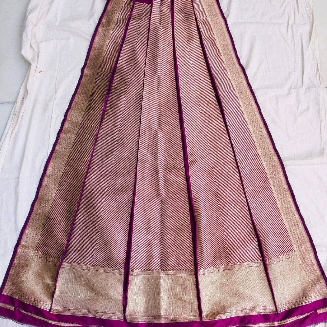 Medha Deep Plum Handwoven Pure Silk Banarasi Lehenga