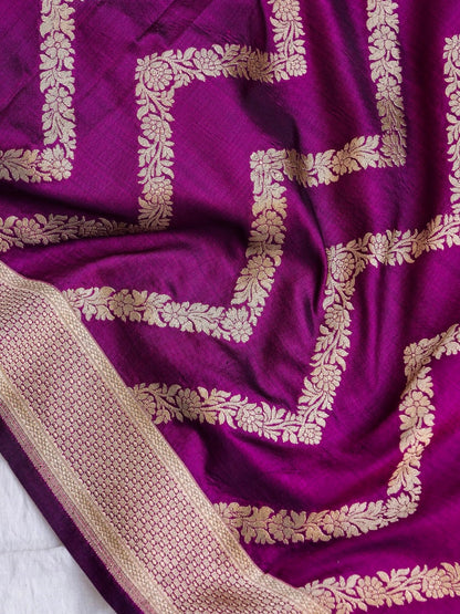 Purple Handwoven Banarasi Pure Silk Dupatta
