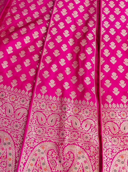 Rhea Pink Handwoven Pure Silk Banarasi Lehenga