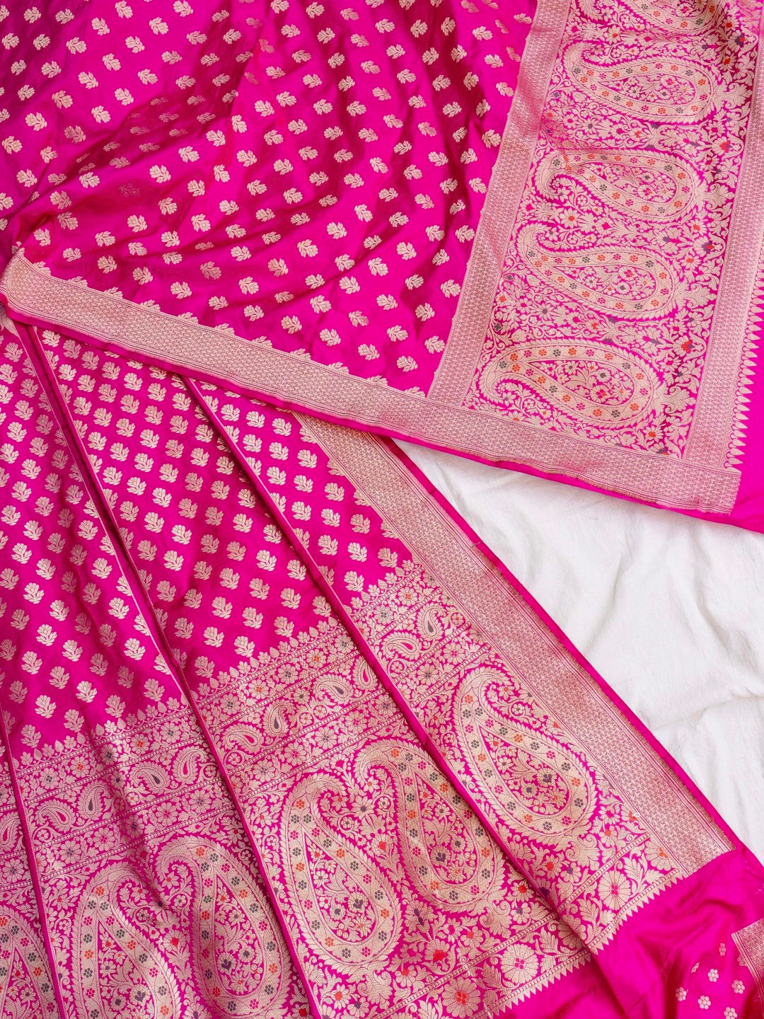 Rhea Pink Handwoven Pure Silk Banarasi Lehenga