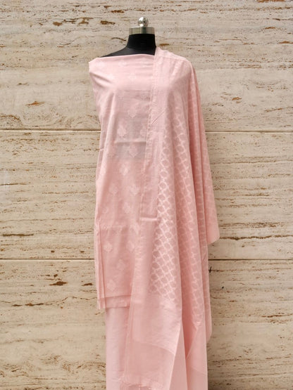 Pink Banarasi Cotton Suit Set