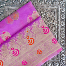 Load image into Gallery viewer, Lilac Buti Organza Banarasi Saree with Meenakari
