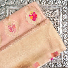 Load image into Gallery viewer, Millenial Pink Buti Organza Banarasi Saree with Meenakari
