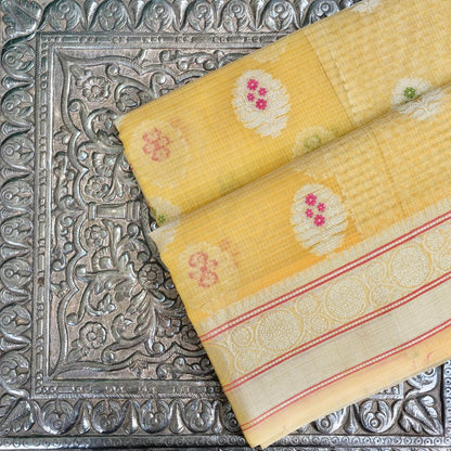 Kota Cotton Yellow Buta Woven Banarasi Saree