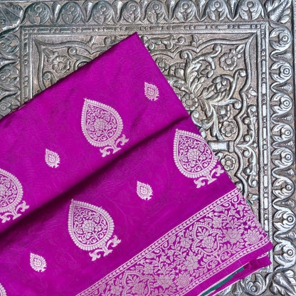 Purple Tanchoi Allover Butis Semi Silk Banarasi Saree