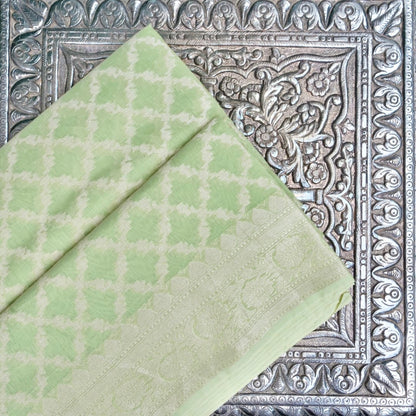 Pista Green Cotton Jaal Woven Banarasi Saree