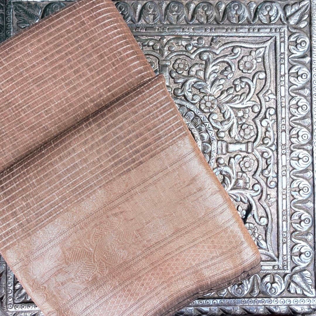 Linen Beige Woven Banarasi Saree with Skirt Border