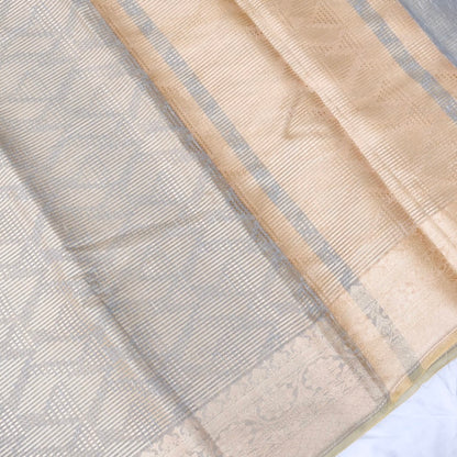 Linen Grey Woven Banarasi Saree with Skirt Border