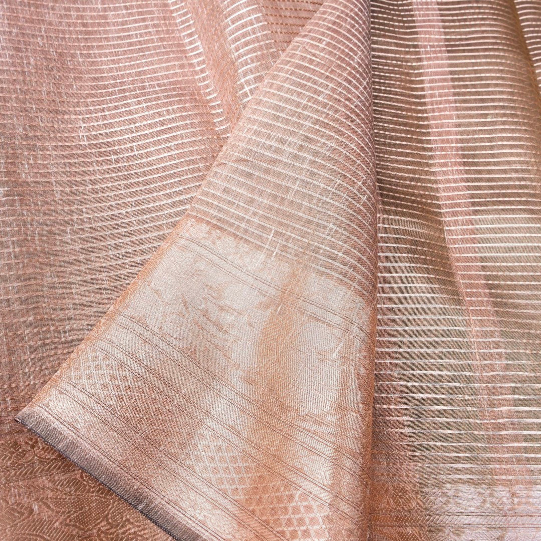 Linen Beige Woven Banarasi Saree with Skirt Border