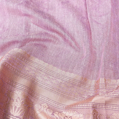 Linen Lilac Woven Banarasi Saree with Skirt Border