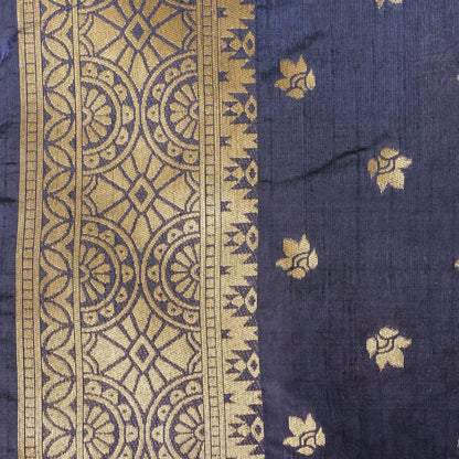 Black Floral Butas Organza Banarasi Saree with Meenakari