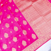 Load image into Gallery viewer, Pink Tanchoi Allover Butis Semi Silk Banarasi Saree
