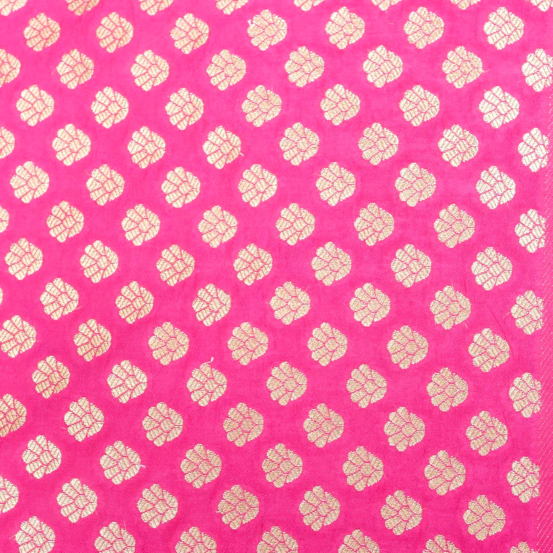 Pink Tanchoi Allover Butis Semi Silk Banarasi Saree