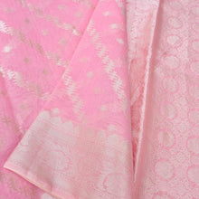 Load image into Gallery viewer, Light Pink Cotton Adha Jaal Pattern Woven Banarasi Saree
