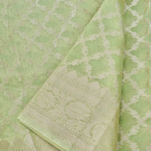 Load image into Gallery viewer, Pista Green Cotton Jaal Woven Banarasi Saree
