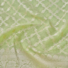 Load image into Gallery viewer, Pista Green Cotton Jaal Woven Banarasi Saree
