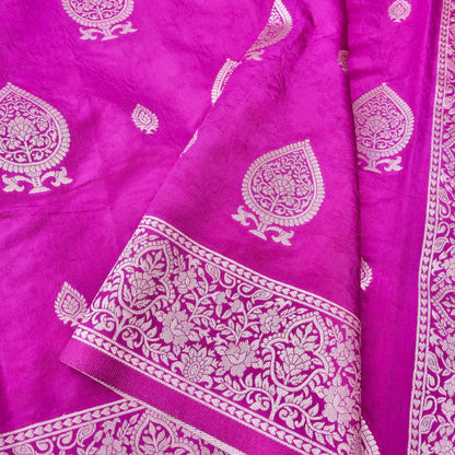 Purple Tanchoi Allover Butis Semi Silk Banarasi Saree