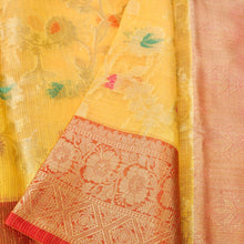 Load image into Gallery viewer, Kota Check Yellow Jaal Woven Banarasi Saree
