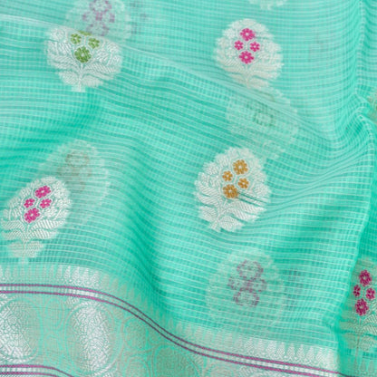 Kota Cotton Green Buta Woven Banarasi Saree