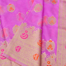 Load image into Gallery viewer, Lilac Buti Organza Banarasi Saree with Meenakari
