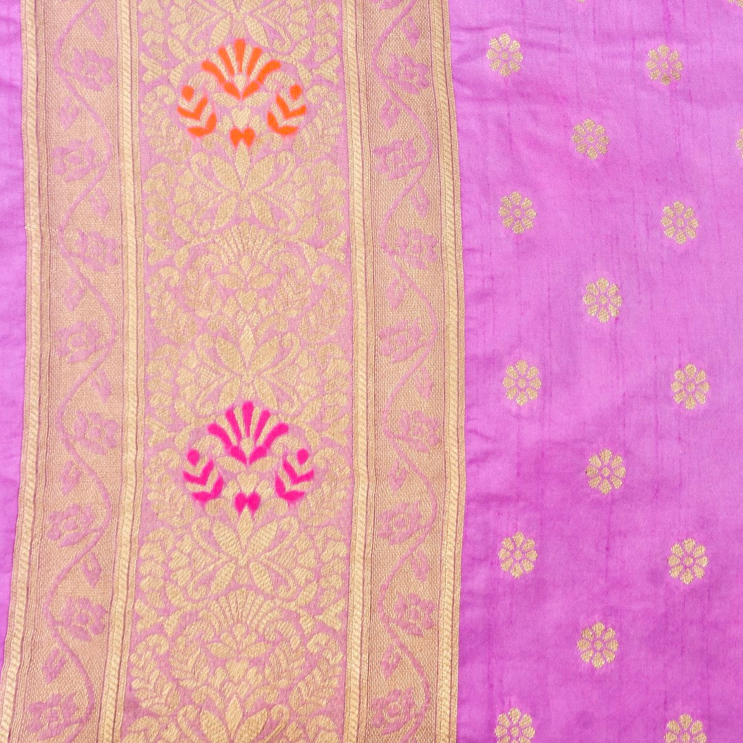 Lilac Buti Organza Banarasi Saree with Meenakari