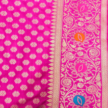 Load image into Gallery viewer, Pink Meena Floral Adha Jaal Organza Banarasi Saree with Meenakari
