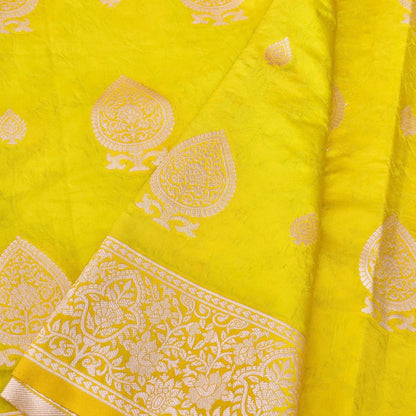 Yellow Tanchoi Allover Butis Semi Silk Banarasi Saree