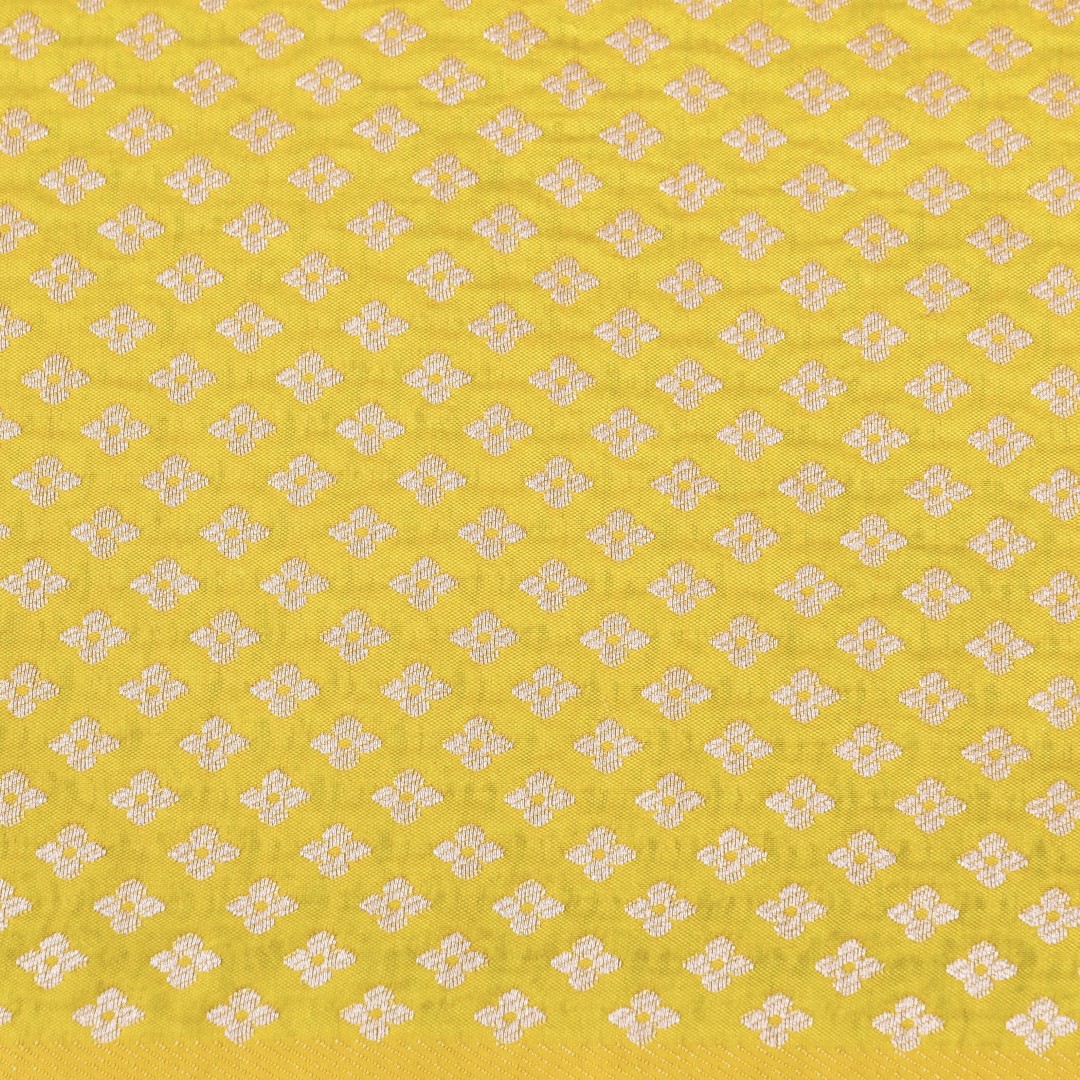 Yellow Tanchoi Allover Butis Semi Silk Banarasi Saree