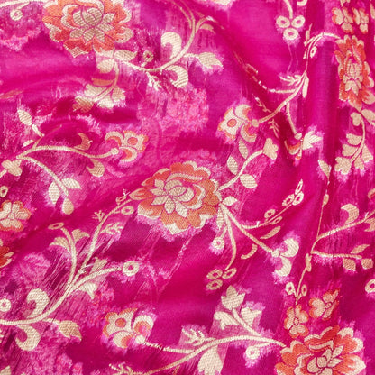 Wine Meena Floral Jaal Organza Banarasi Saree with Meenakari