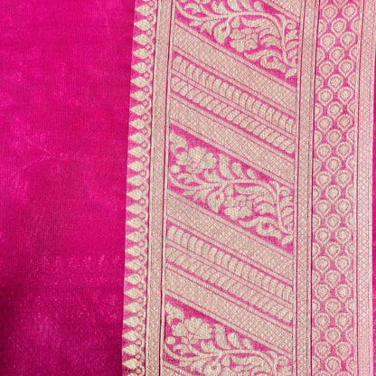 Wine Meena Floral Jaal Organza Banarasi Saree with Meenakari